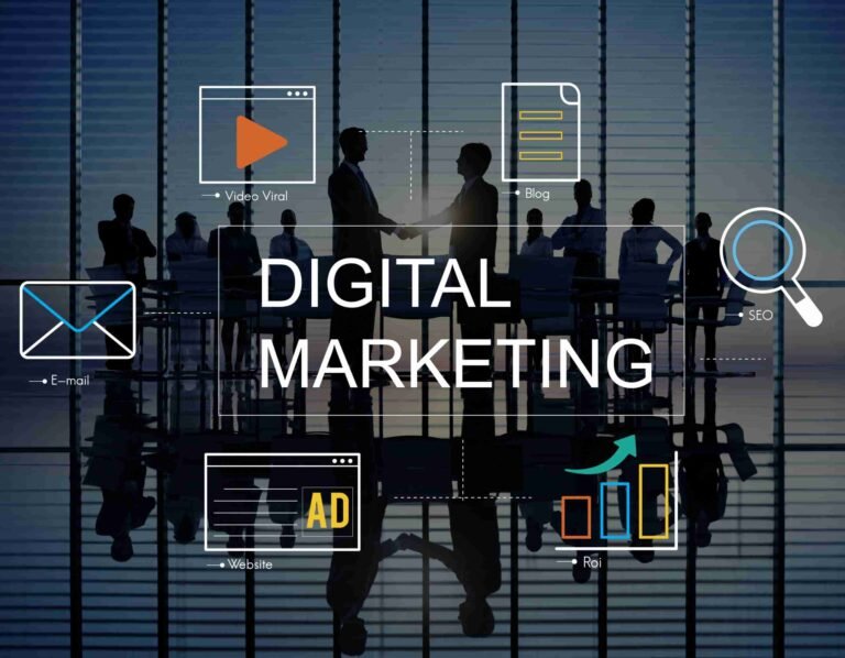 Digital Marketing With Icons Business People Scaled 1 768x598